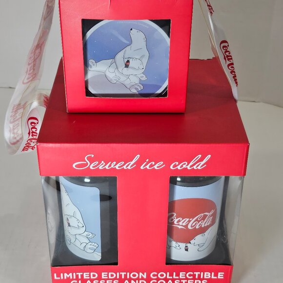Rare Limited Edition Coca Cola Collectible Glasses And Coaster Gift Set - Picture 10 of 10